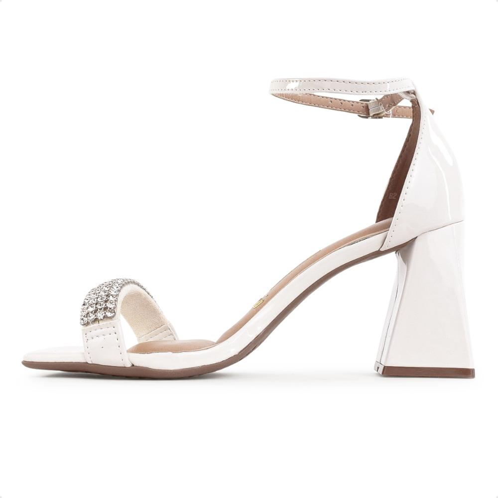 Miniatura Sandália Vizzano Salto Alto Bloco Strass Feminino Branco / Branco - 34