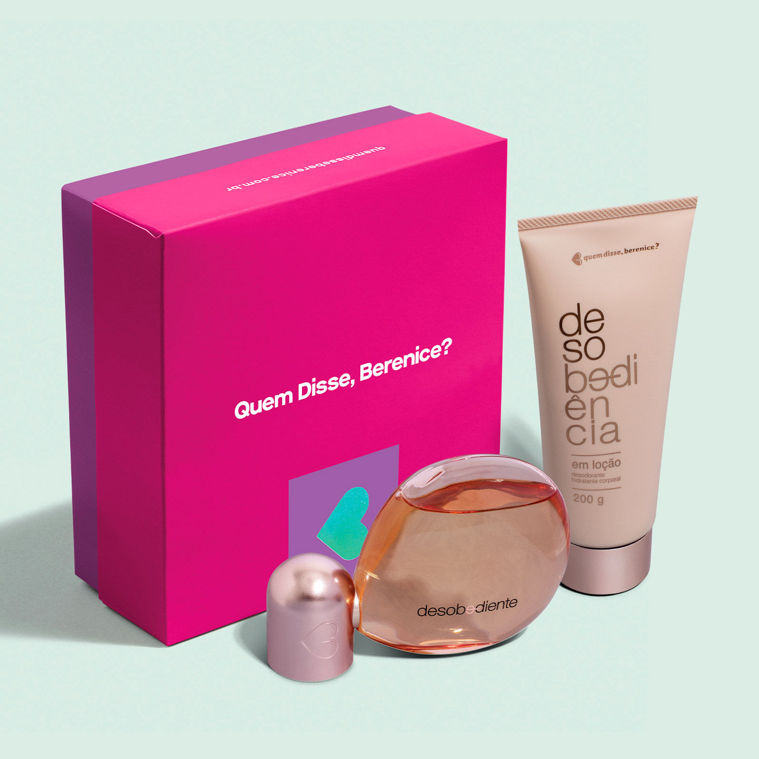Miniatura Quem disse, Berenice? Kit Presente Desobediente: Eau de Parfum 100ml + Loção Hidratante Corporal Desobediência 200g + Caixa Presente