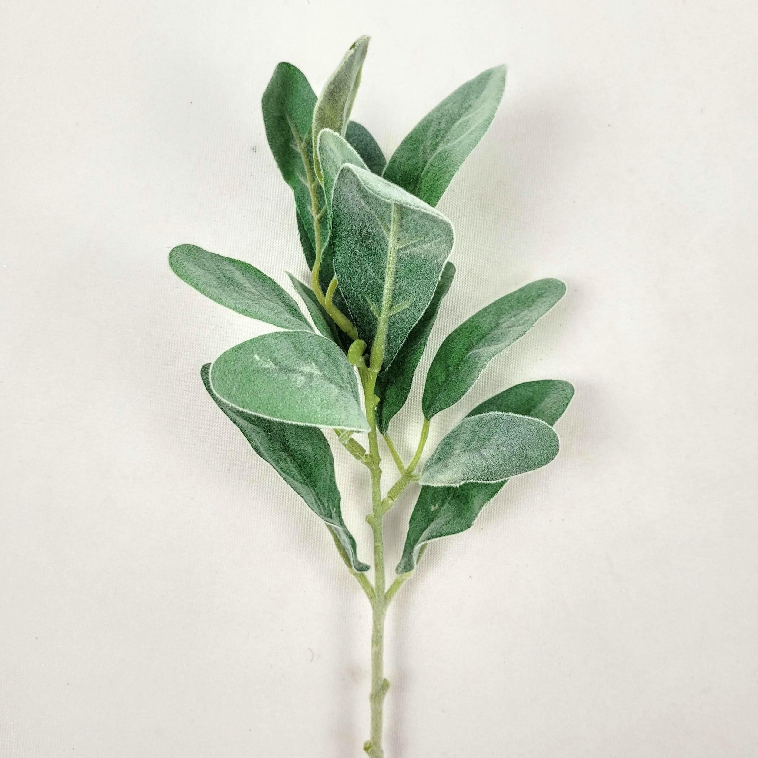 Miniatura Folha De Orelha De Cordeiro Flocada 37Cm Planta Artificial