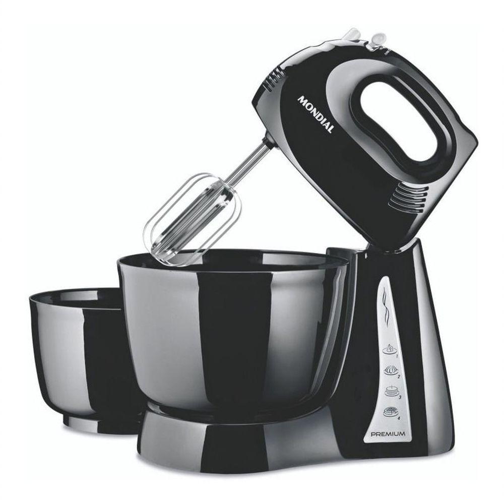 Miniatura Batedeira Planetária Premium B-04 NP 4L e 2,3L 400W 4 Velocidades Preto 220V