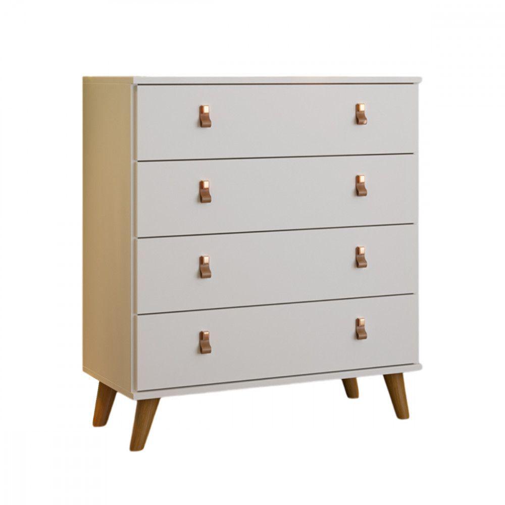 Miniatura Cômoda Encanto 4 Gavetas Branco Brilho Batrol Branco