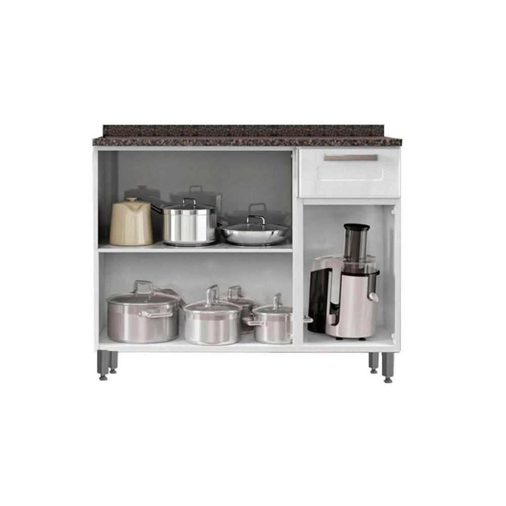 Miniatura Balcão De Cozinha Modulado Múltipla 6112 3 Portas 1 Gaveta C/tampo Branco - Bertolini