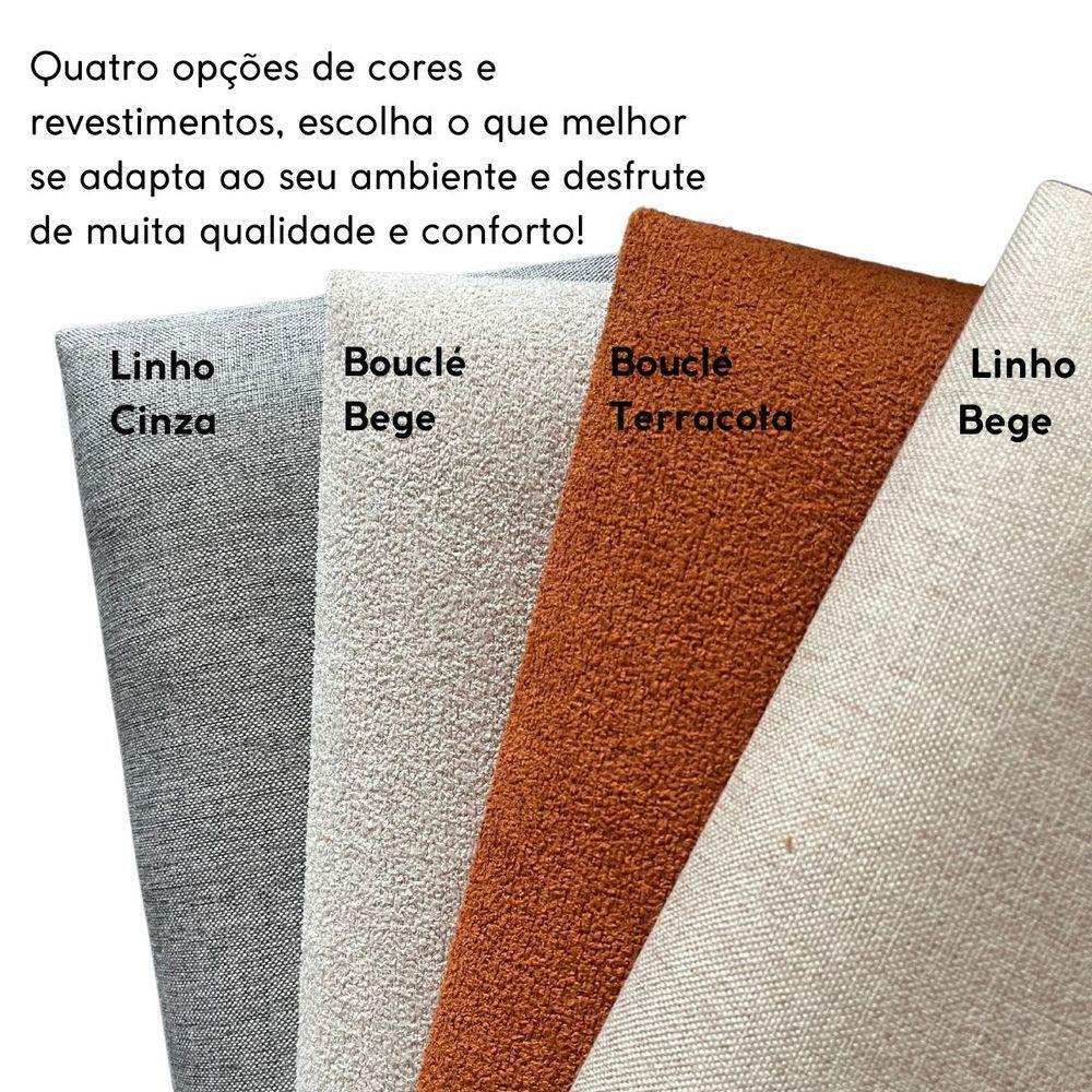 Cabeceira Estofada Iluminação Led Stella Cama Queen Size 160cm Buclé Bege
