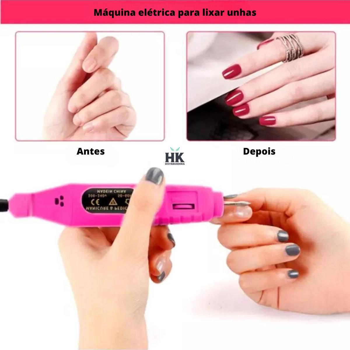 Lixa Elétrica Unhas Aparelho Lixador De Unha E Tira Cutícula