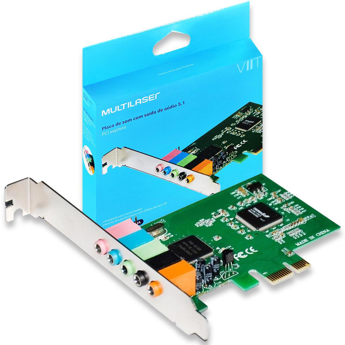 Miniatura Placa De Som Saída De Áudio 5.1 Pci Express Multilaser Ga140