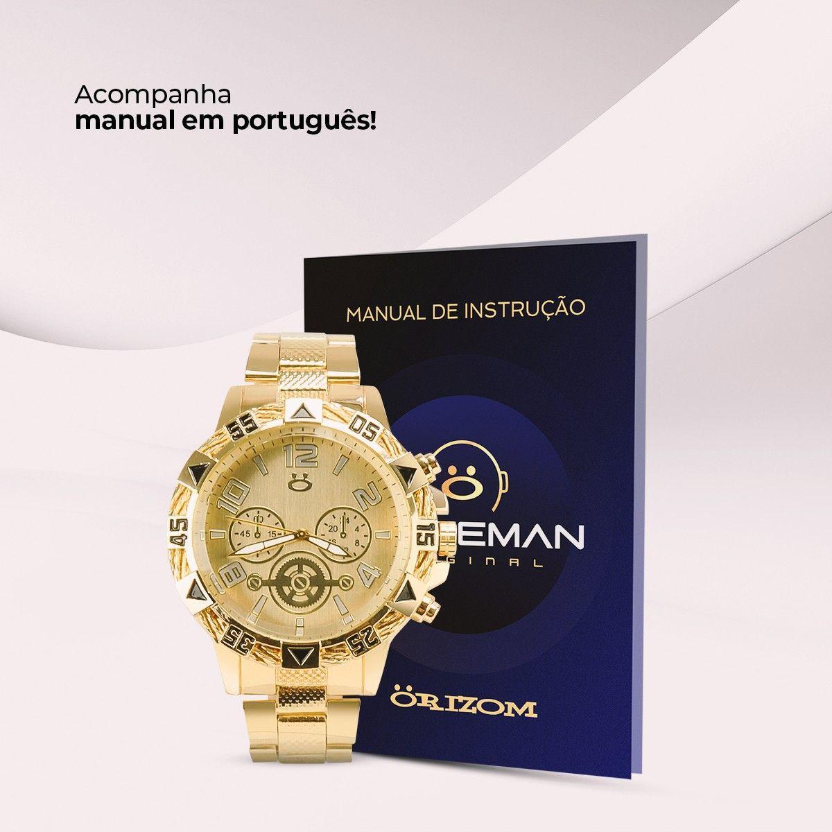 Relógio Masculino Personalizado Banhado Aço Inox + Caixa