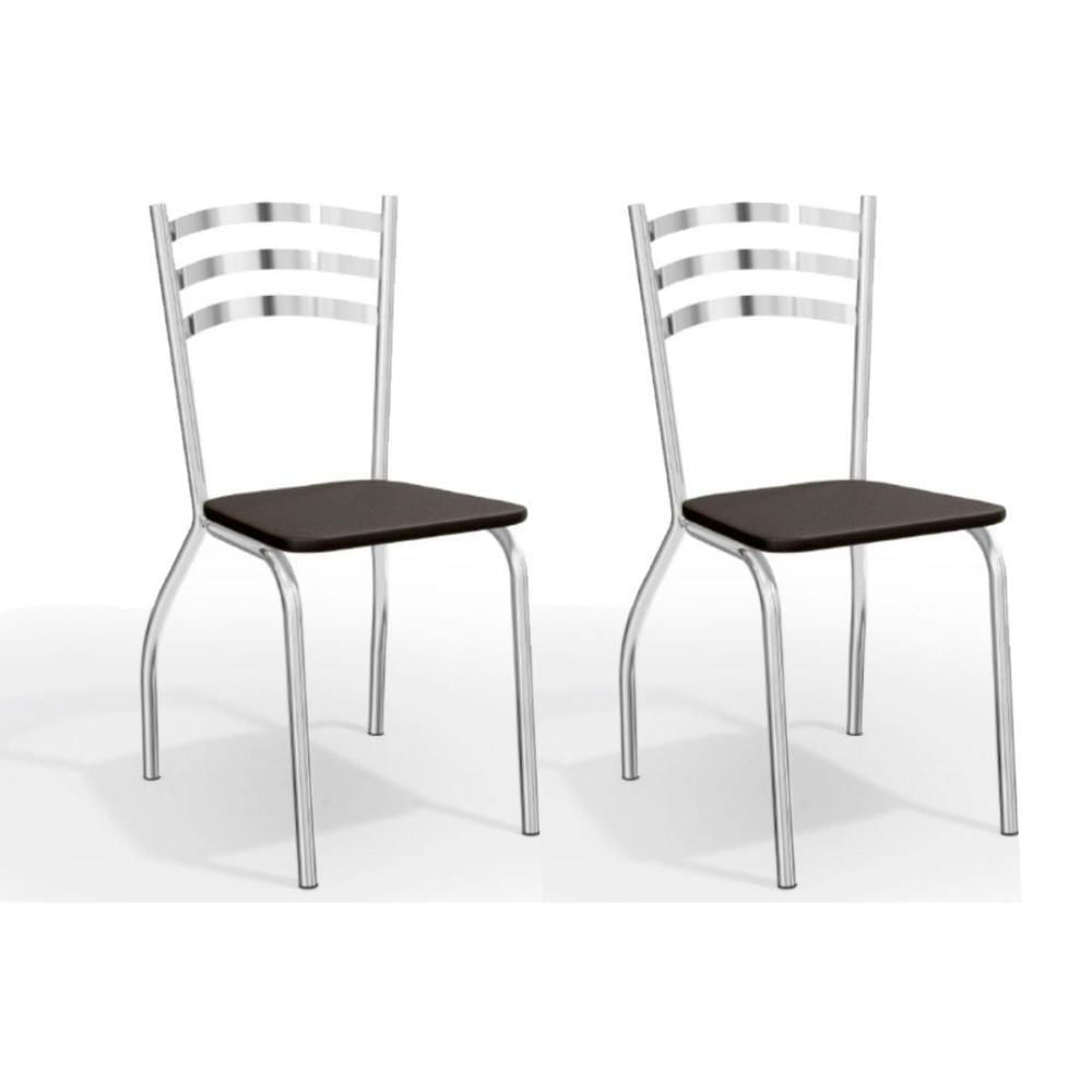 Miniatura Kit 2 Cadeiras Portugal 2c007 Cromado Courano Preto