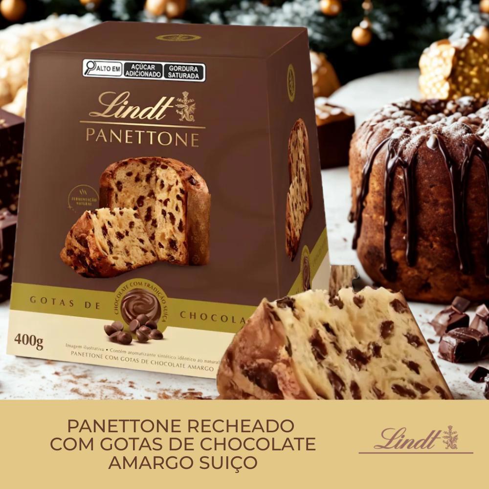 Miniatura Panetone Lindt Gotas De Chocolate Suiço Kit 12 Unidades 400G
