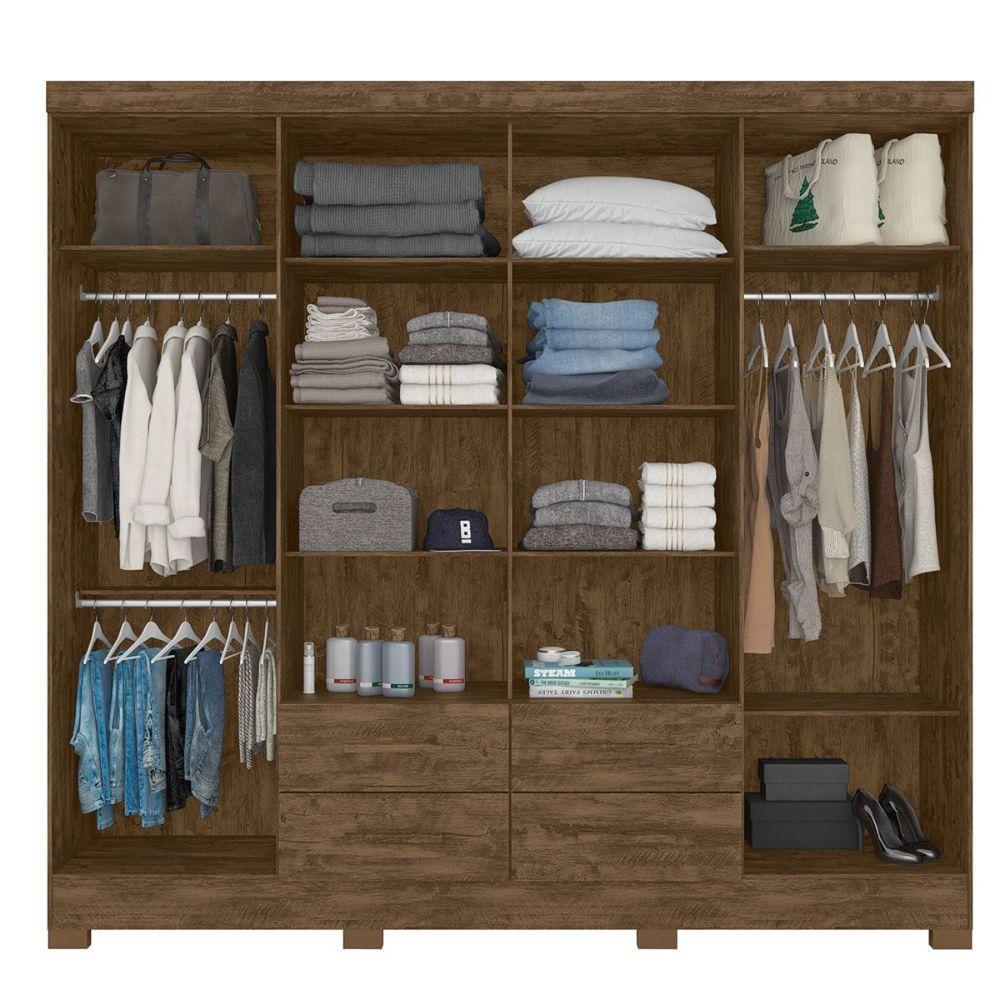 Miniatura Guarda Roupa Casal Grande com Espelho 273x222cm San Lorenzo Moval Castanho