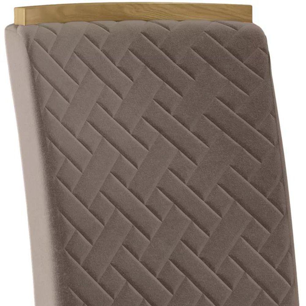 Kit 2 Cadeiras Estofadas Si24 Veludo Nature Marrom Amendoa