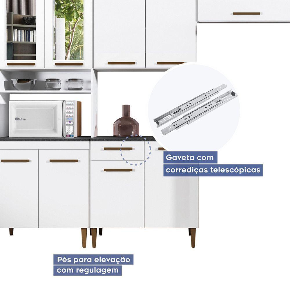 Miniatura Cozinha Atenas Com Vidro Reflecta 9 Portas 1 Gaveta Branco