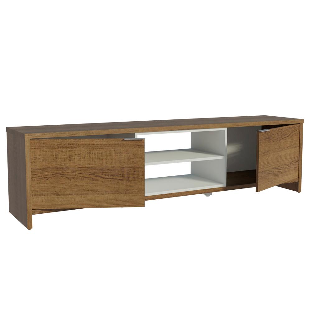 Rack para TV até 75 Polegadas 180 cm 2 Portas Rustic/Branco Metz Madesa Rustic