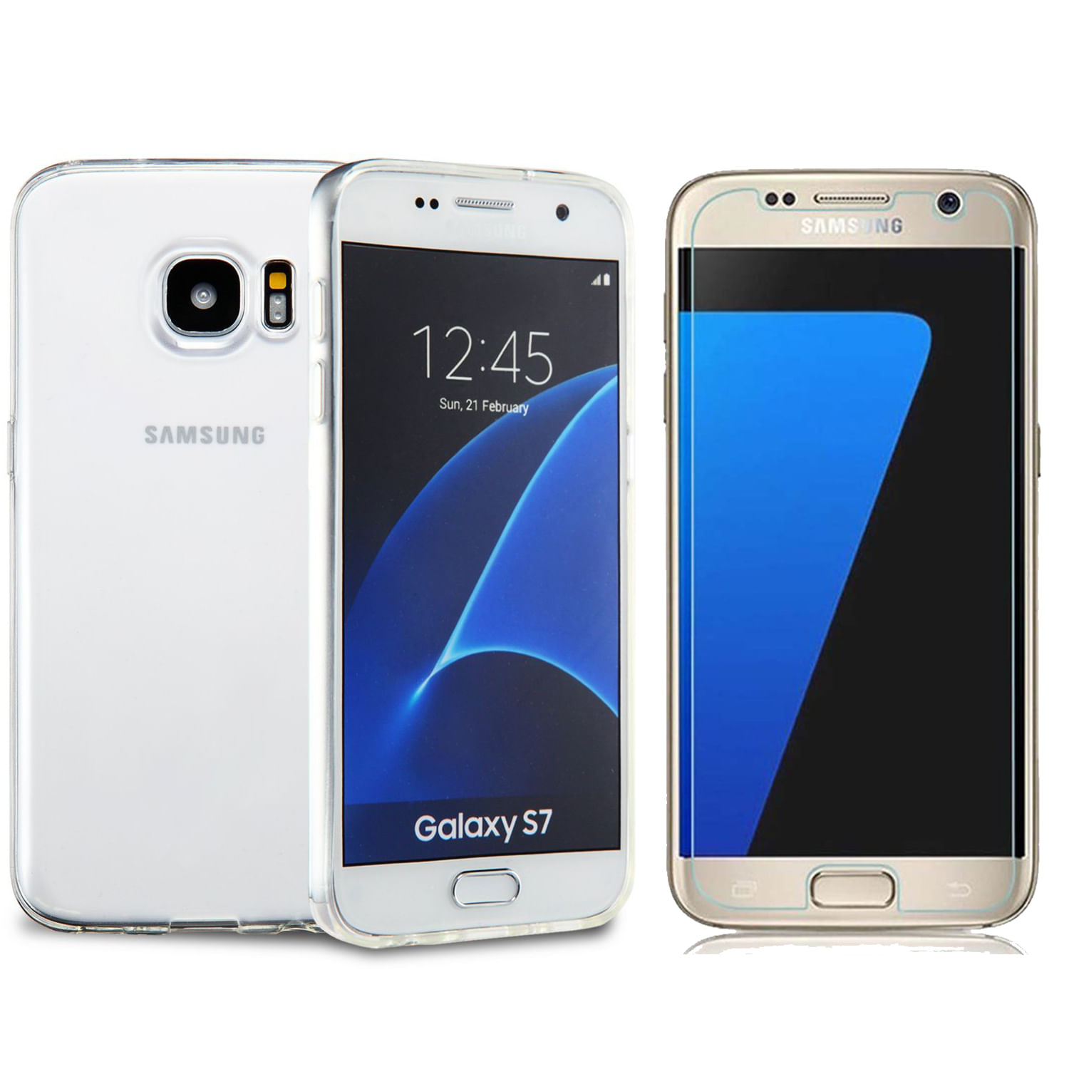 Miniatura Kit Capa Transparente Galaxy S7 ou S7 Flat + Película Vidro