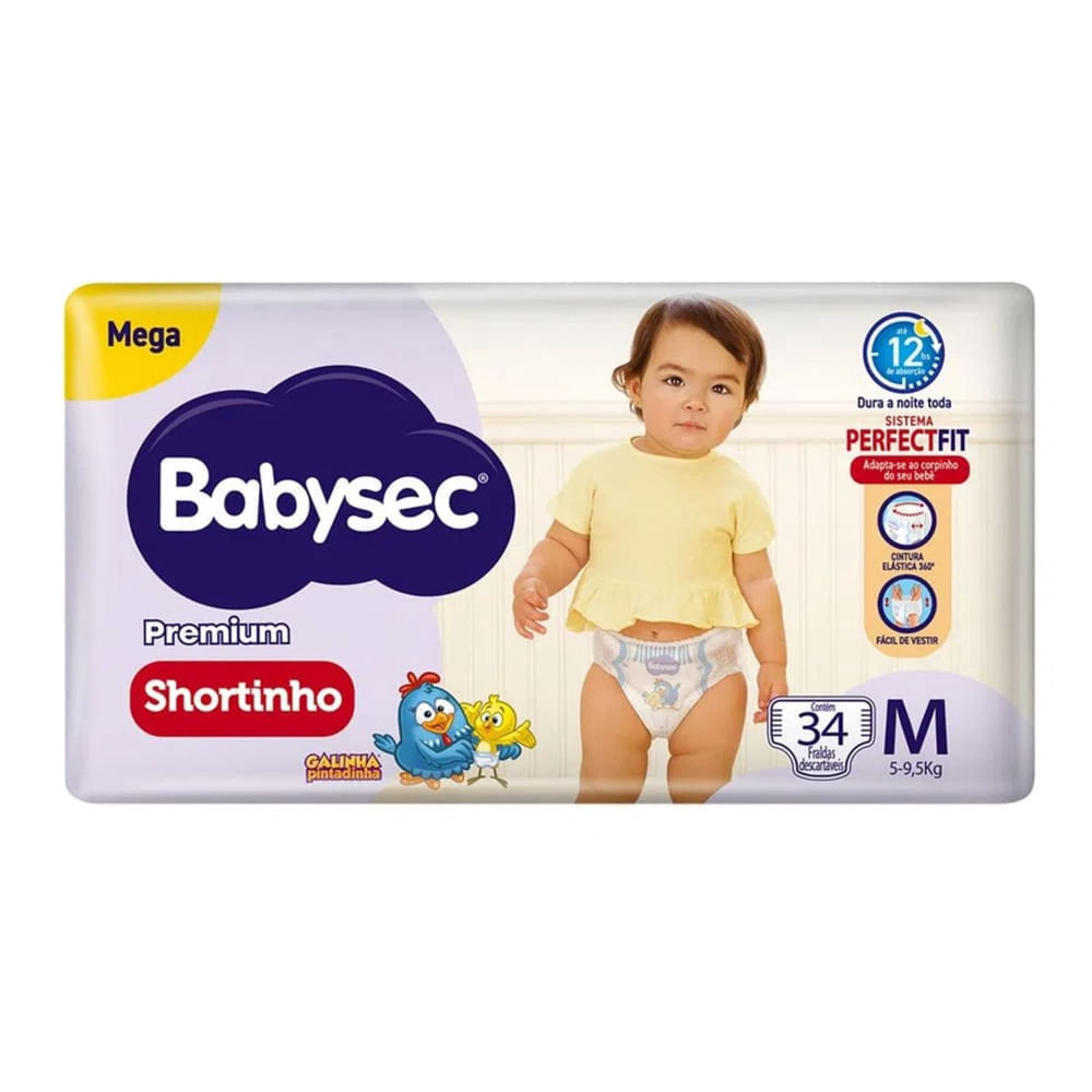 Miniatura Fralda Babysec Shortinho M 34 Unidades