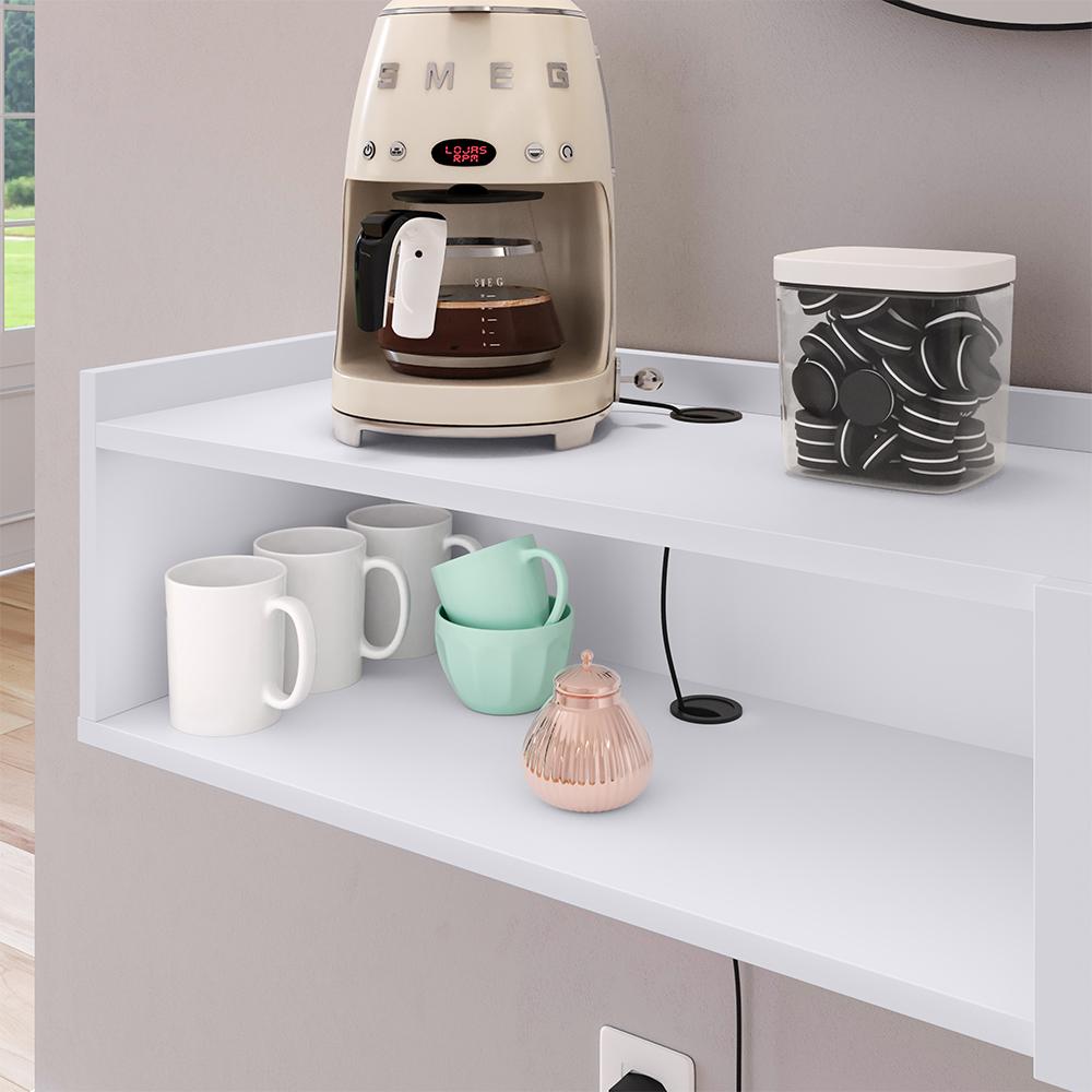 Miniatura Aparador Suspenso Pequeno Cantinho Café 1 Porta Nicho Decor Sala Cozinha Hall Entrada Retrô - Branco - RPM