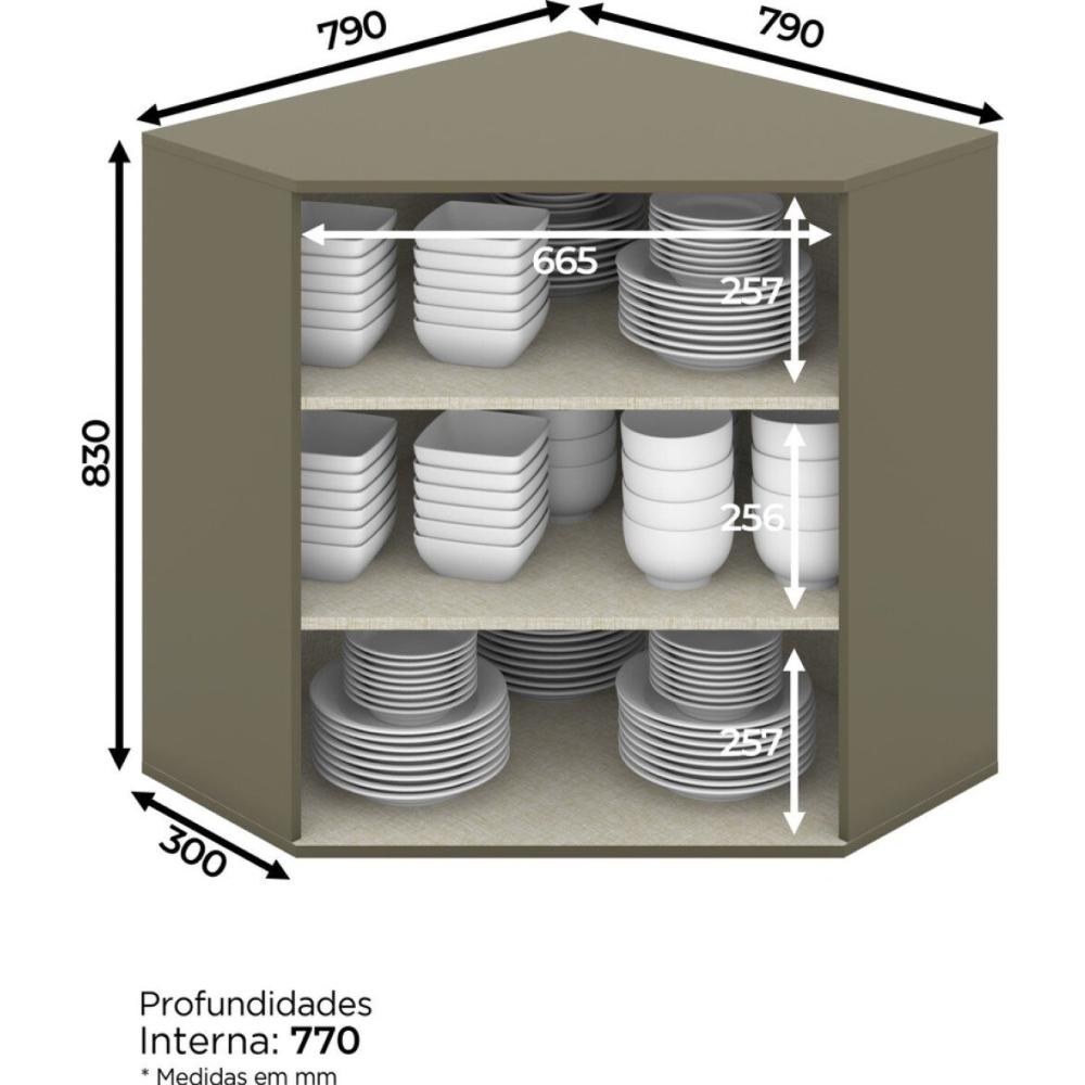 Miniatura Armário Aéreo para Cozinha Canto Oblíquo Évelin Henn Duna/Cristal