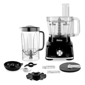 Miniatura Multiprocessador de Alimentos Philco PMP1600P 9 em 1 com 2 Velocidades + Pulsar 1700W – Preto 110V