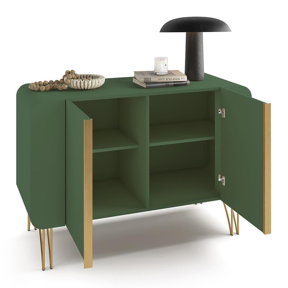 Sala De Jantar Com Cristaleira évora E Balcão Buffet Bevenuto Verde Pistache - Hb Móveis Verde Pistache