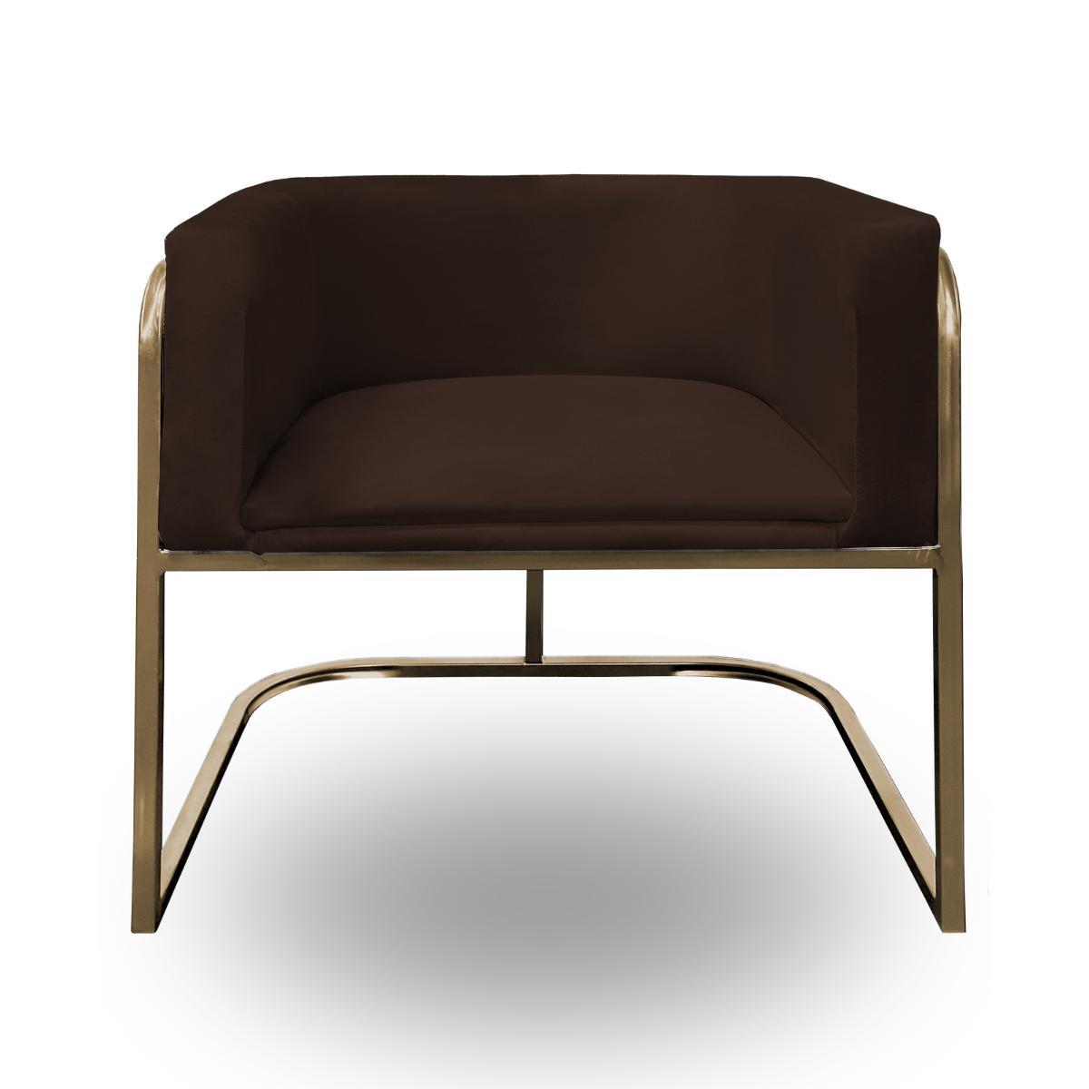 Miniatura Poltrona Betina - Base Quadrada Dourada - Marrom