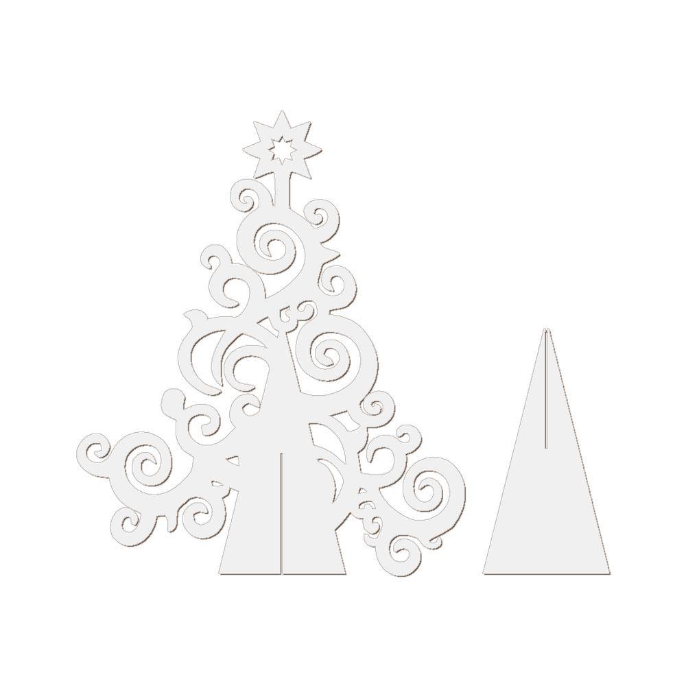 Miniatura Árvore De Natal Com Arabescos 25cmx30cm - Cria Arte Laser Branco