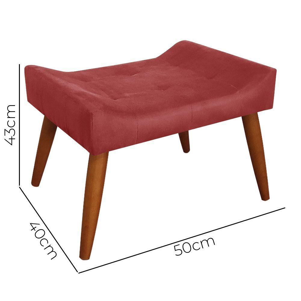 Miniatura Puff Decorativo Roma Veludo Vermelho