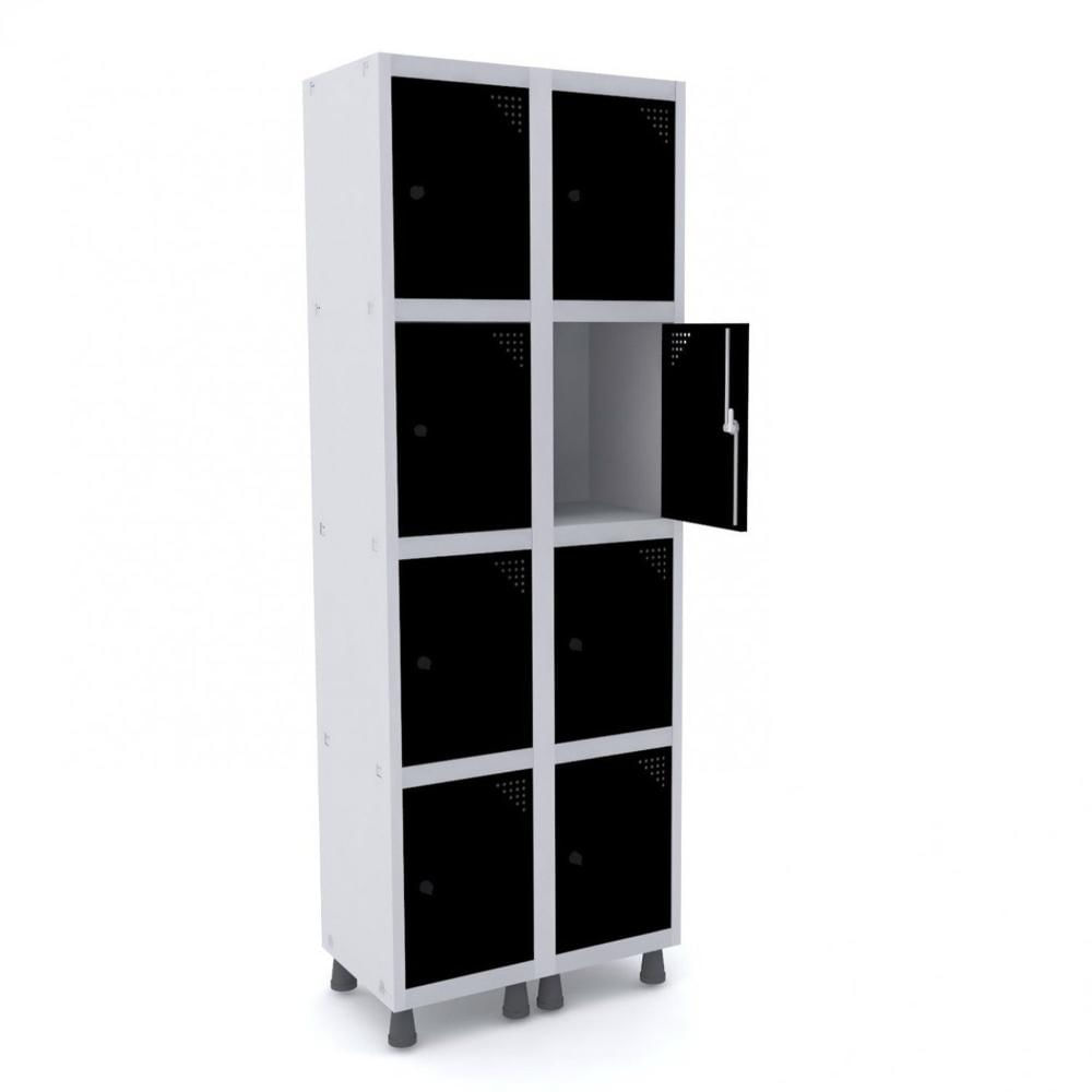 Miniatura Armário Roupeiro 8 Portas Aço GRP 502/8 Pandin Móveis Cinza/Preto