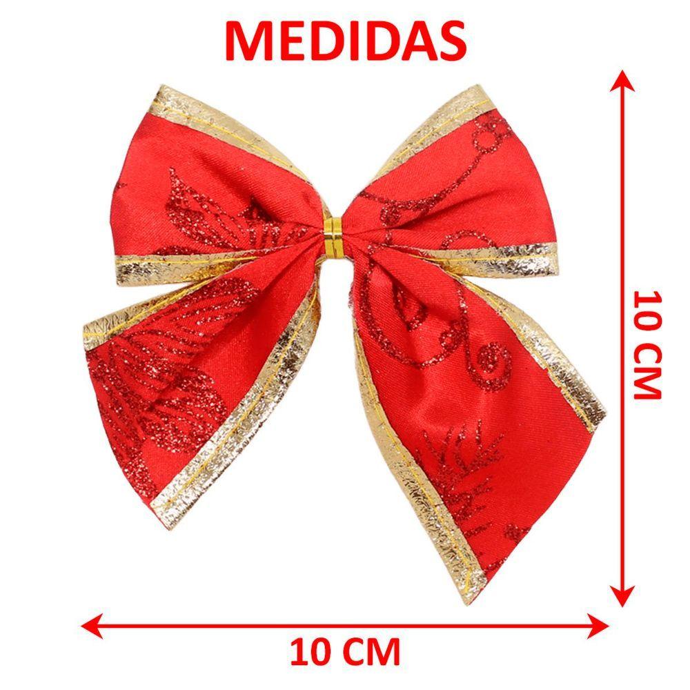 Miniatura Kit 12 Enfeite Laços Natalino Vermelho árvore Natal De 10cm