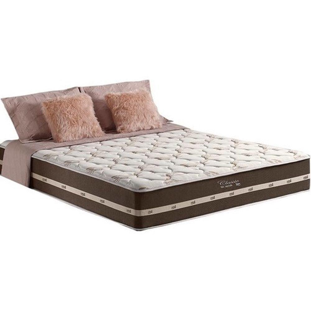 Miniatura Cama Box 138 Branco Casal + Colchão De Molas Anjos Classic Superlastic 138cm