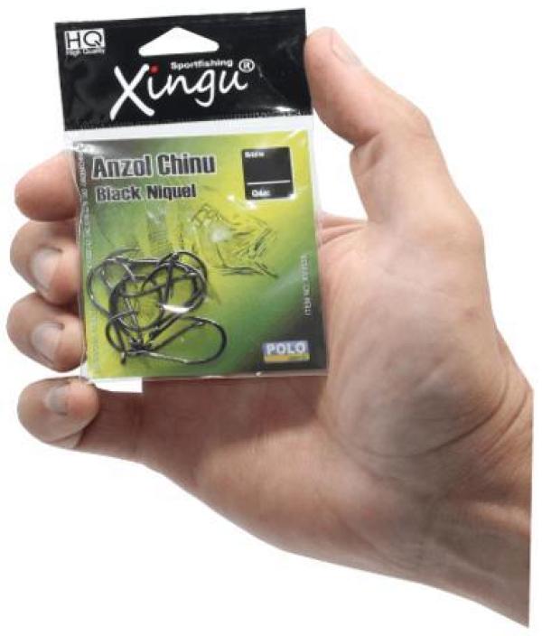Miniatura Kit 10 Anzol Pesca Chinu Black Xingu N08 Afiado Com Fisga