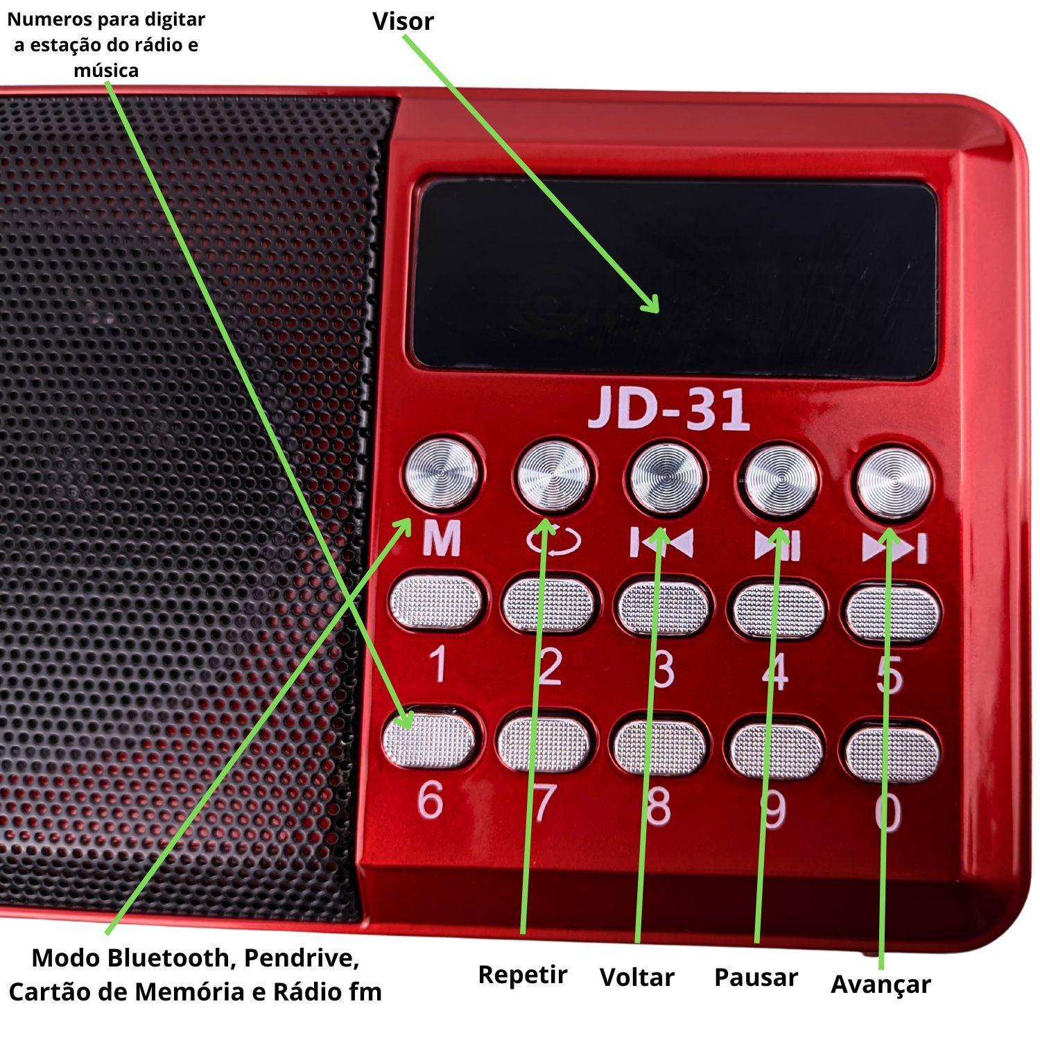 Miniatura Radio Portatil Bluetooth Facil Usar Fm Usb Micro Sd Aux