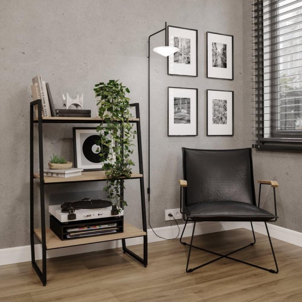 Miniatura Conjunto 2 Estantes Baixas 3 Prateleiras Estilo Industrial Concept CabeCasa MadeiraMadeira Acácia/Preto