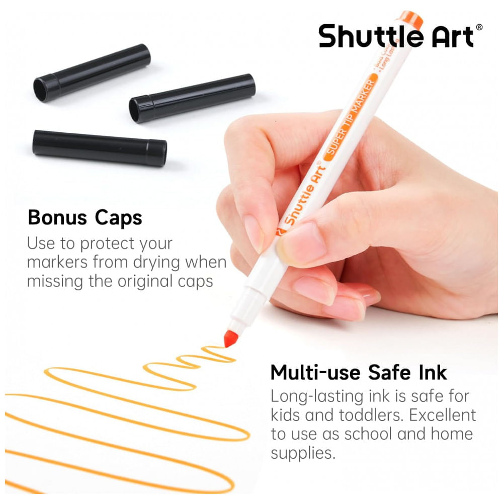 Miniatura Conjunto de Canetas Artisticas 240 Unidades de Pontas Laváveis, 12 Cores Sortidas Marcadores e Tampas Bônus para C...