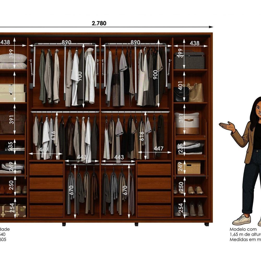 Miniatura Guarda Roupa Casal 2 Portas com Espelho Dali Cinamomo