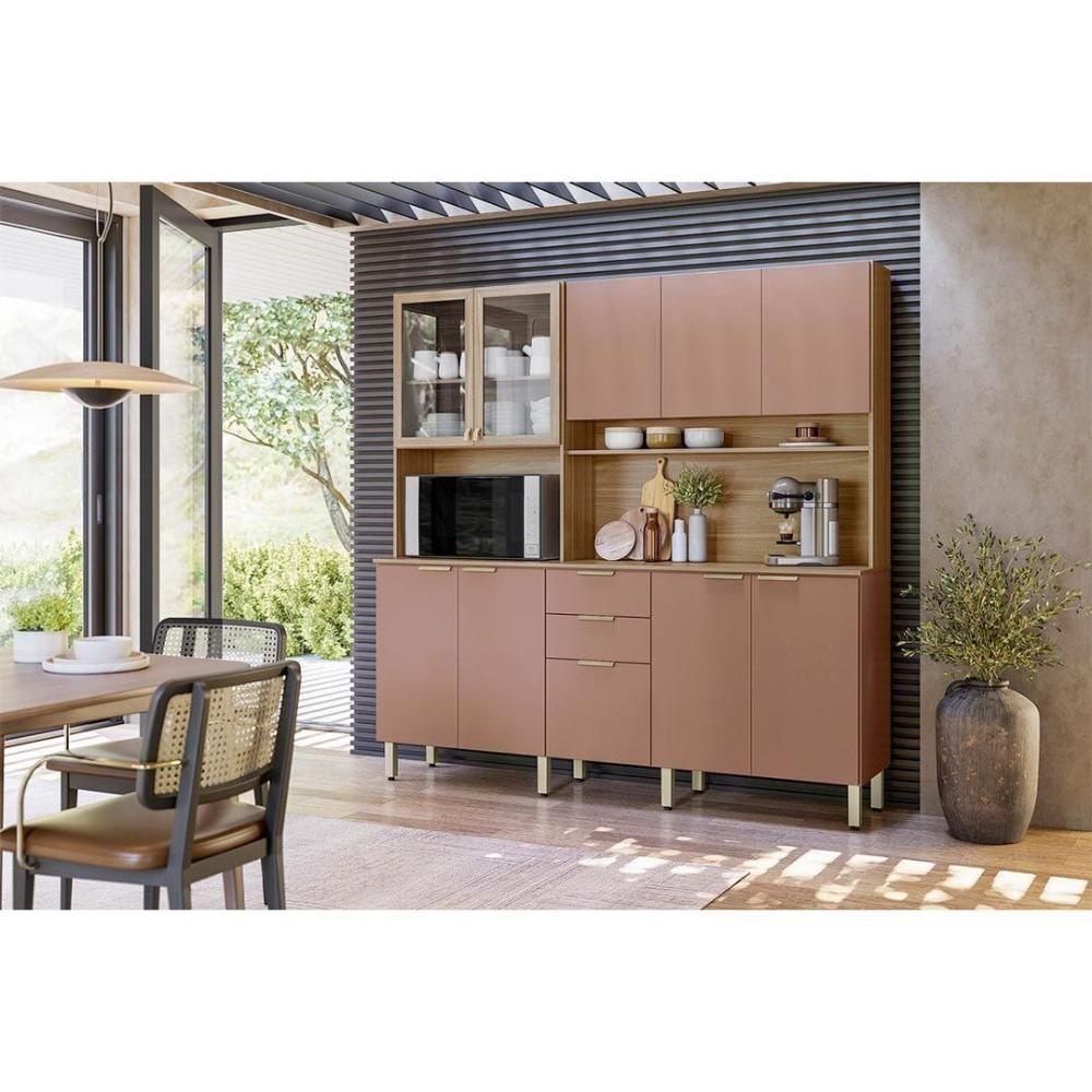 Miniatura Kit De Cozinha Compacta Amora C- 10 Portas E 2 Gavetas 198cm Amendola-marsala - Demóbile