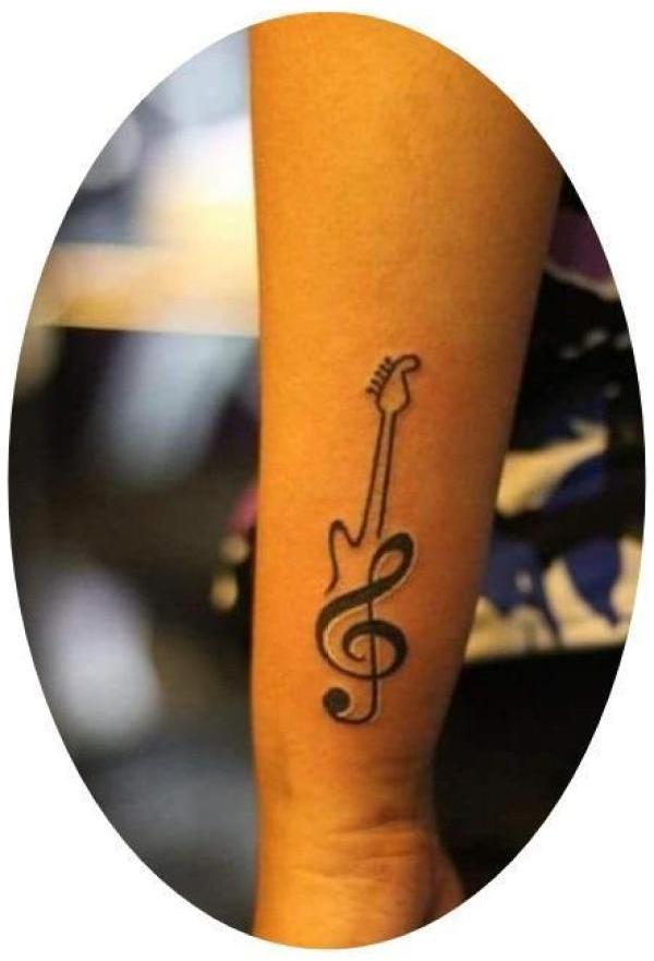 Miniatura Tatuagem Temporário Guitarra Clave De Sol