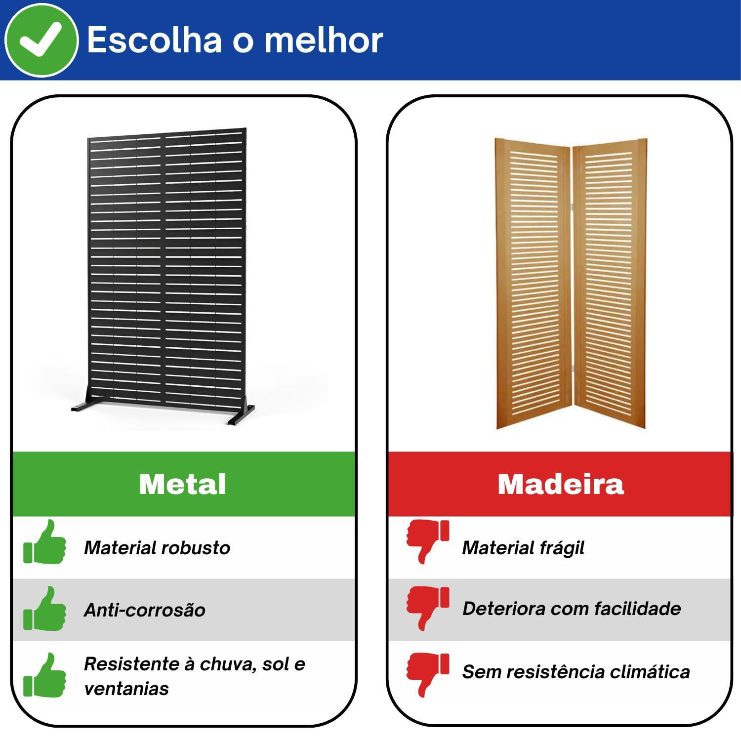 Biombo Reto Linhas De Metal Interno/Externo 1,8X1,2Mt Preto
