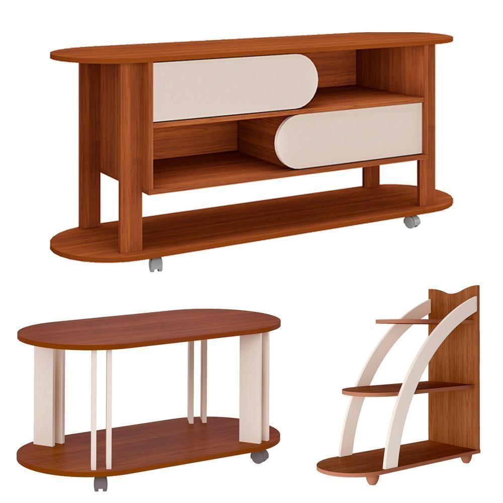 Miniatura Rack 65 Pol Mesa Centro E Apoio Sala Ma4 Cedro Off White Arly