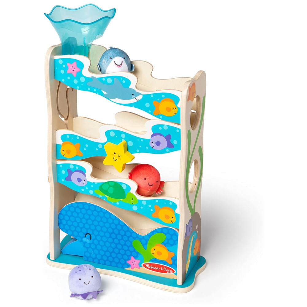 Miniatura Escorregador Infantil de Madeira, Tema Oceano com 5 Peças Ideal para Aprendizagem Precoce de Bebês e Crianças, Me...