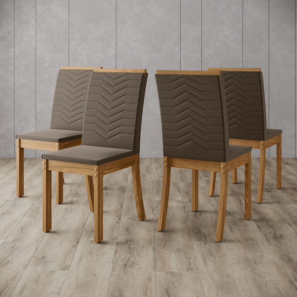 Miniatura Conjunto de 04 Cadeiras Estofadas Dina Henn Nature com Bege