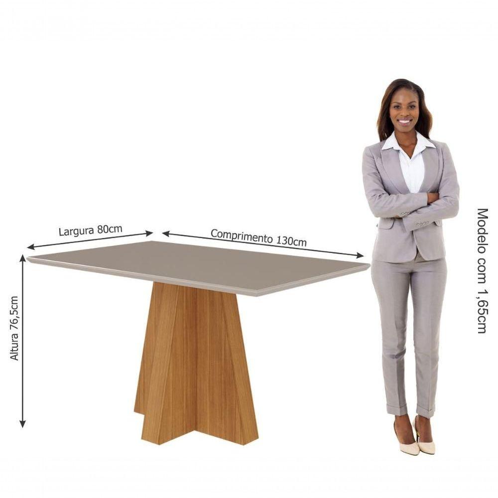 Miniatura Conjunto Sala De Jantar 130x80 Tampo Mdf/vidro 4 Cadeiras Tais Cimol Nature/offwhite/chocolate