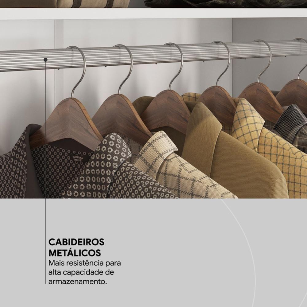 Guarda Roupa Casal 4 Portas Com Espelho E 6 Gavetas Cádis Branco Branco