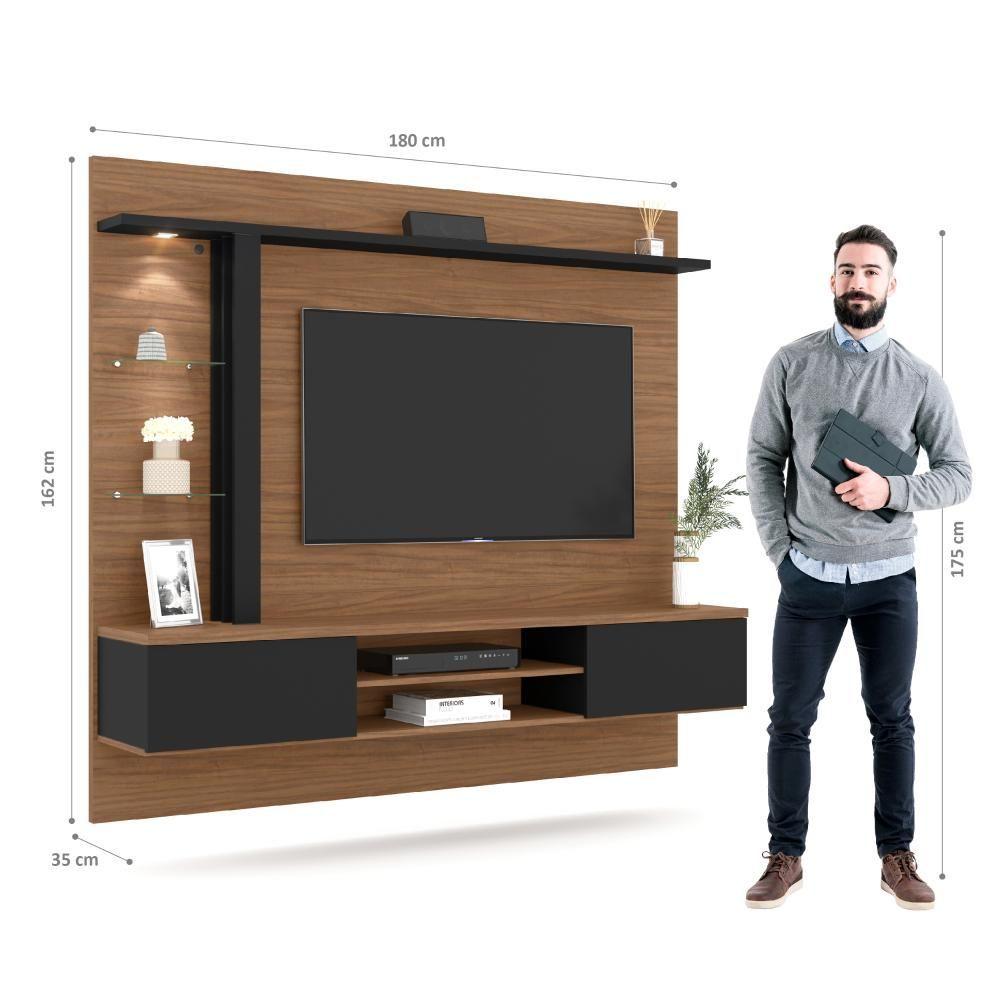 Painel Home Suspenso Salinas Noce Milano Preto Fosco