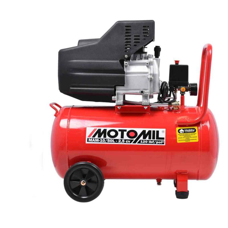 Miniatura Compressor de Ar 8,8 PÉS 50 Litros 2,5 HP Bivolt Mam-10/50 MOTOMIL 220V