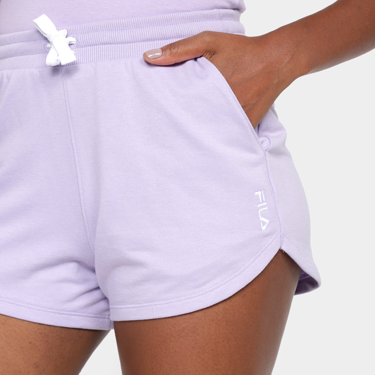Miniatura Bermuda Fila Basic Feminina Lilás+Branco - GG