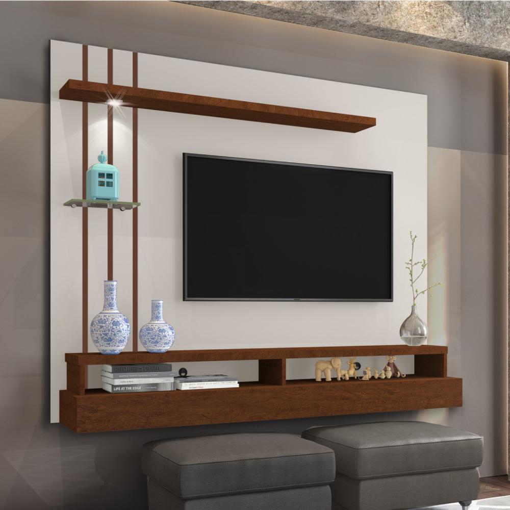 Miniatura Painel TV Eros Carmolar Off White/Canela