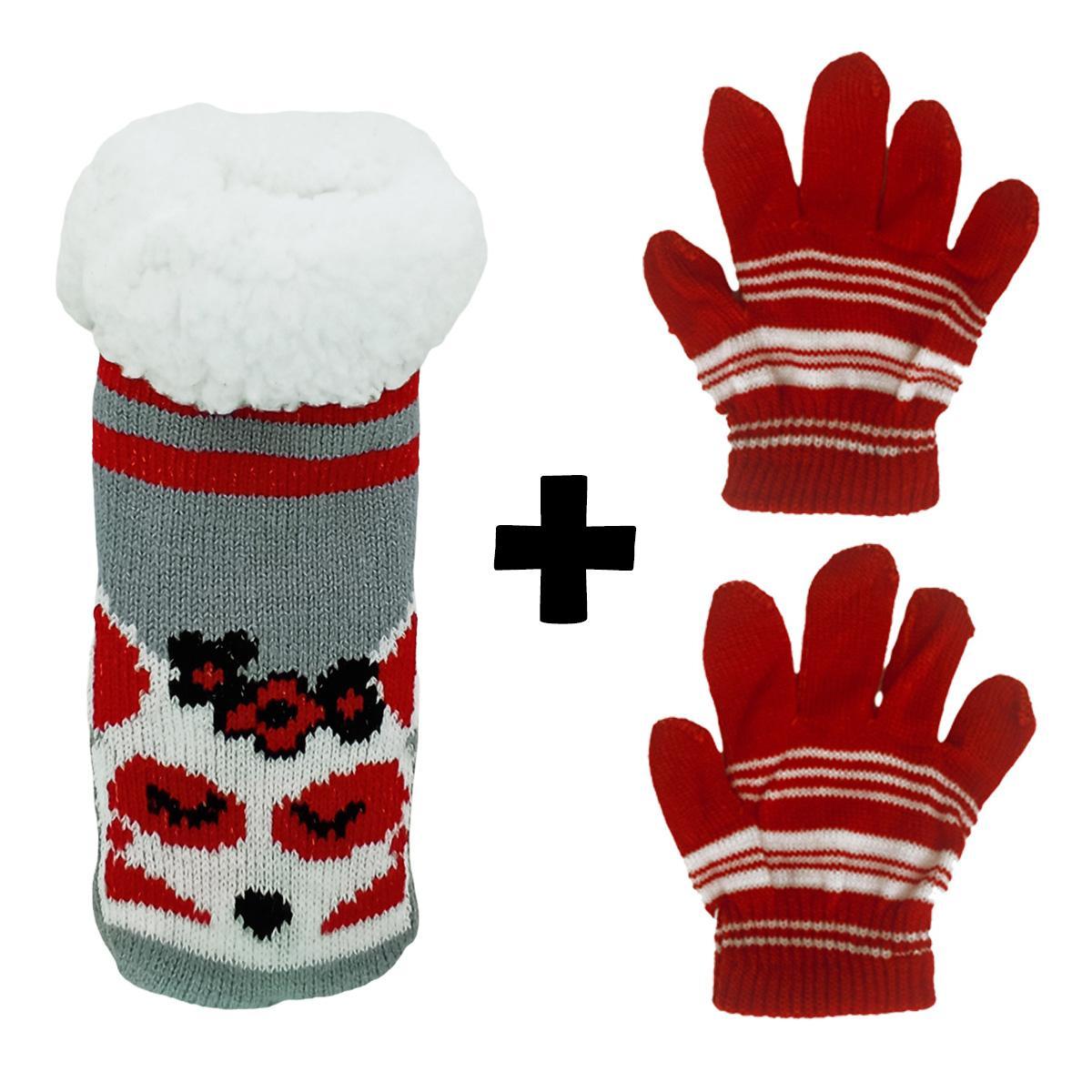 Miniatura Kit Inverno Meias Térmicas Forradas Com Luvas Quentinhas