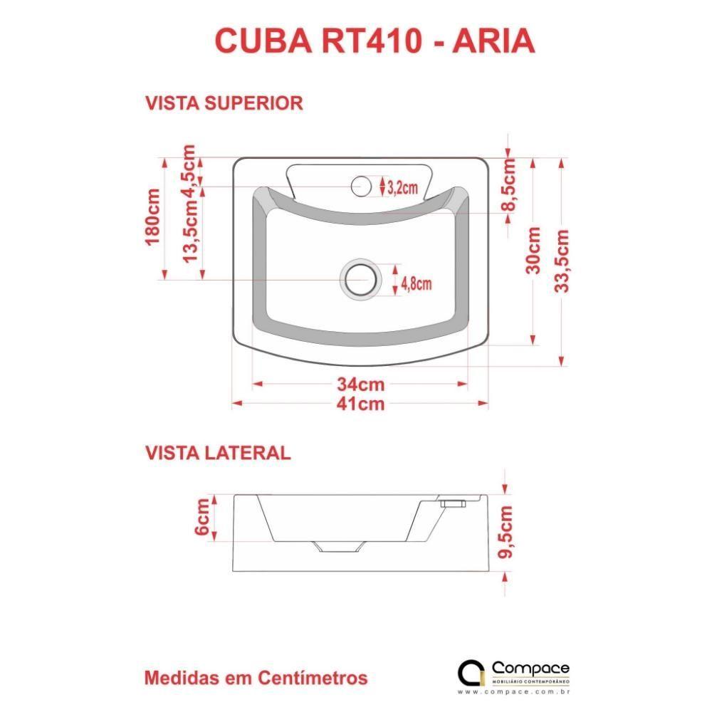 Conjunto Balcão C-cuba Aria 41 E Espelheira Legno 830 Branco Chess C-branco Chess Branco Chess C-carvalho
