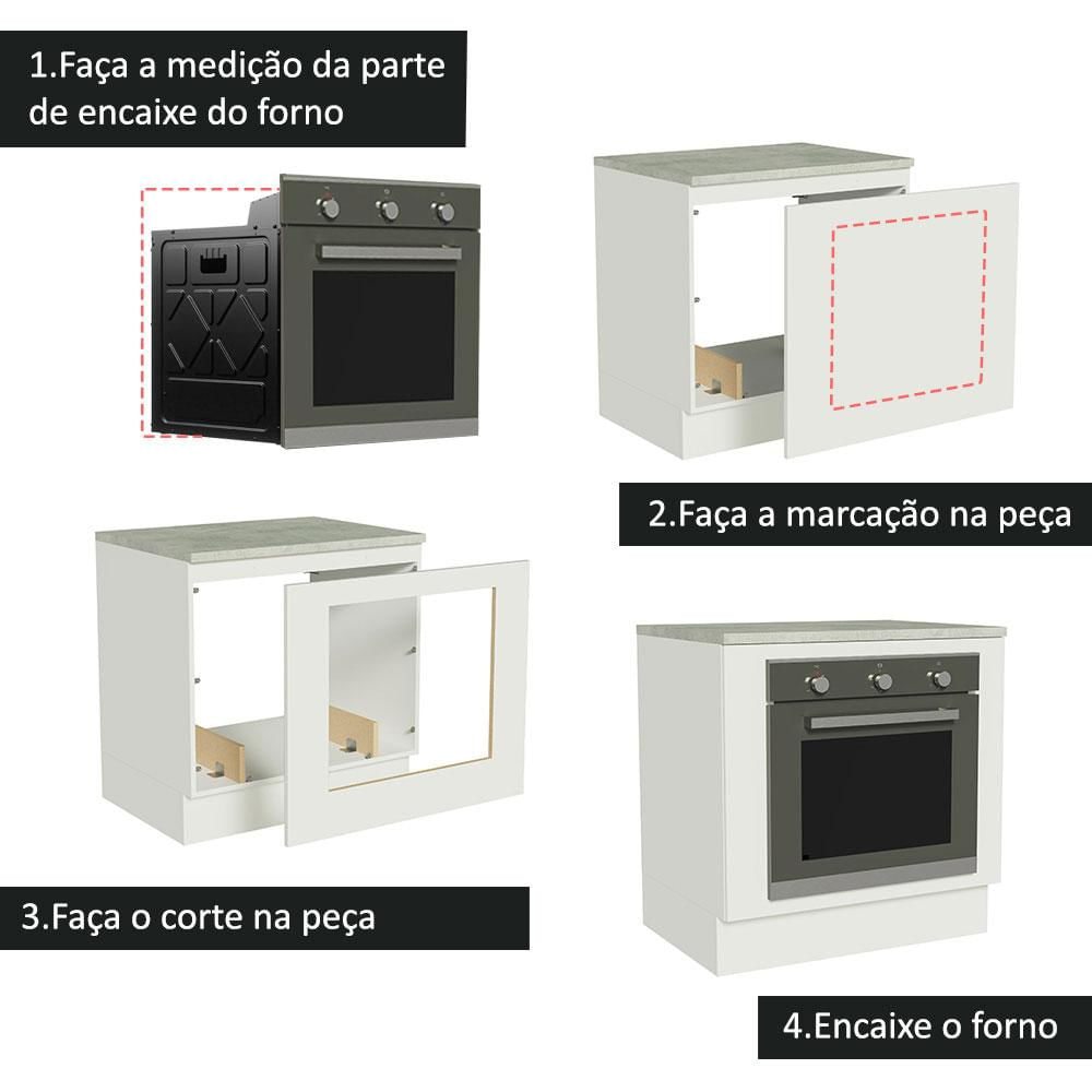 Miniatura Balcão para Forno de Embutir 80 x 60 cm Com Tampo Madesa Branco