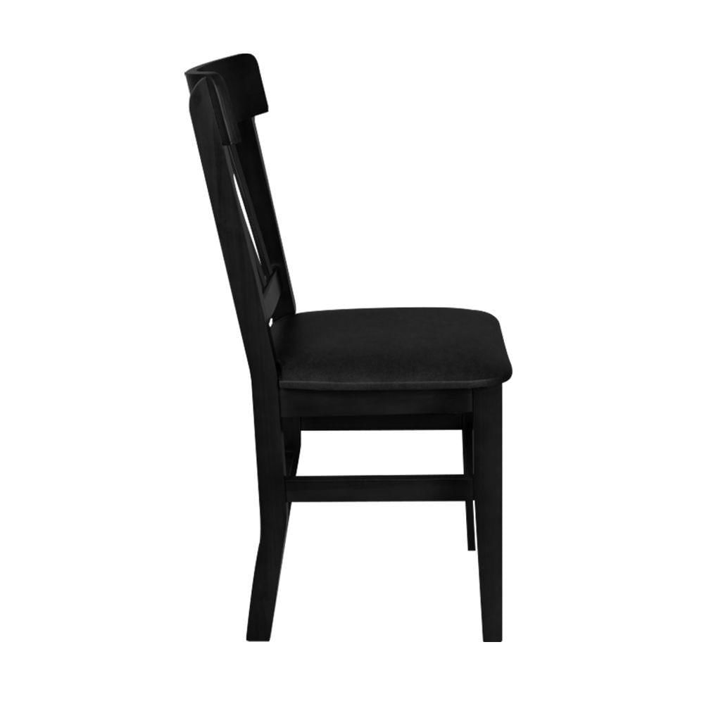 Miniatura Kit 2 Cadeiras Fixas Pretas Estofadas Pretas Mineira Em Madeira Maciça Para Bares Preto