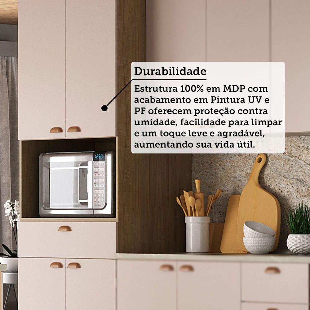 Cozinha Modulada Completa Com Bancada Ilha 8 Peças Com Tampo Freijó/freijó Brasil/Petala Rosa